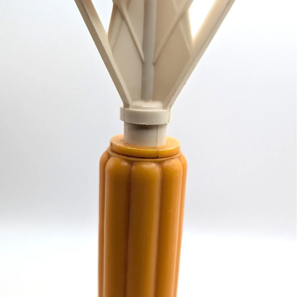 Joyce Chen Vintage Flat Push Rotary Whisk Ribbed Orange Handle Made in Japan 12